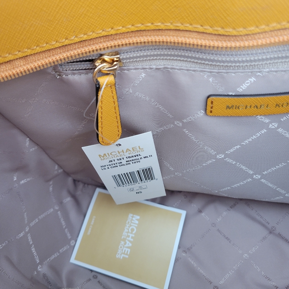 NWT Michael Kors Jet Set Large Logo Shoulder Bag, Marigold - Picture 8 of 11